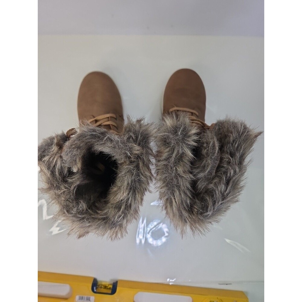 Northside Womens Snow Boot Size 6 Light Brown Gray Faux Fur Trim Lace Up NWOT - Picture 9 of 10